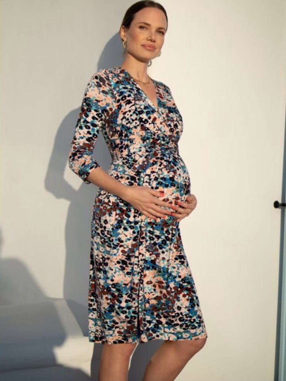 Floral Maternity and Nursing Front Twist Dress